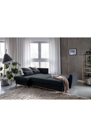 Canapé d'angle gauche convertible Scandic Lagom- Anthracite - 4 places - En tissu structuré