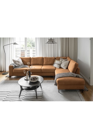 Canapé d'angle droit convertible Lofty Lilly - Marron Clair - 7 places - En polyester