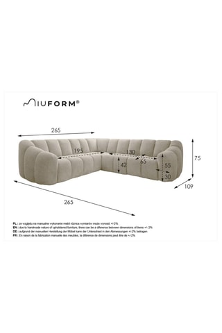 Canapé d’angle symétrique modulaire Shell - Beige - 7 places - En polyester