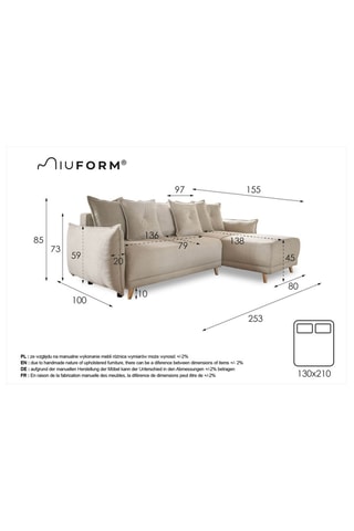 Canapé d’angle convertible Lazy Lukka - Bleu marine - 4 places - Toucher velours