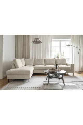 Canapé d’angle gauche convertible Lofty Lilly - Beige - 7 places - En polyester toucher velours