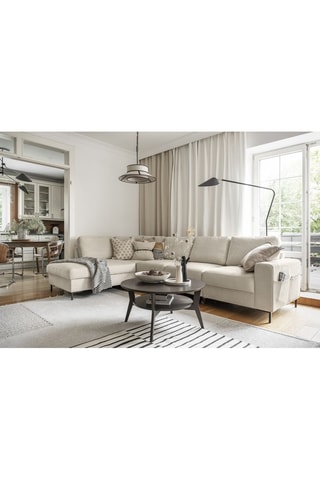 Canapé d’angle gauche convertible Lofty Lilly - Beige - 7 places - En polyester toucher velours