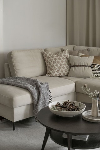 Canapé d’angle gauche convertible Lofty Lilly - Beige - 7 places - En polyester toucher velours