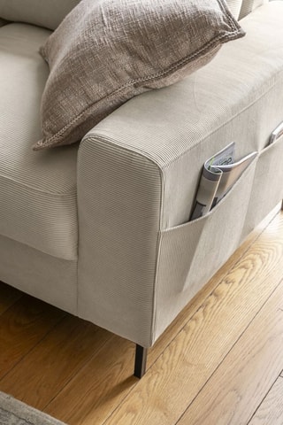 Canapé d’angle gauche convertible Lofty Lilly - Beige - 7 places - En polyester toucher velours