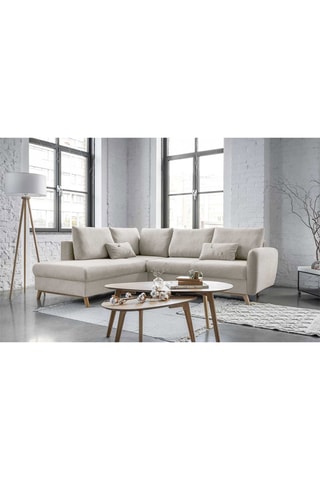 Canapé d’angle gauche convertible Scandic Lagom - Beige - 6 places - En polyester