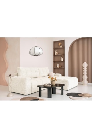 Canapé d’angle convertible Lulu - Beige - 4 places  - En polyester