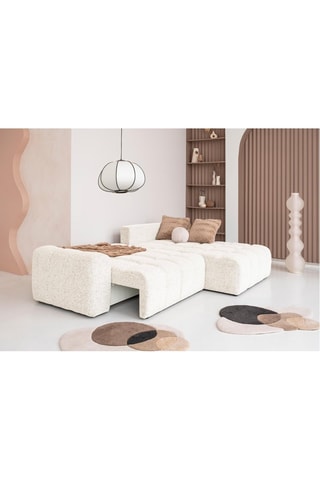 Canapé d’angle convertible Lulu - Beige - 4 places  - En polyester