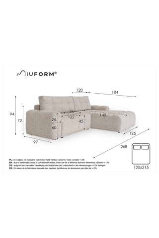 Canapé d’angle convertible Lulu - Beige - 4 places  - En polyester