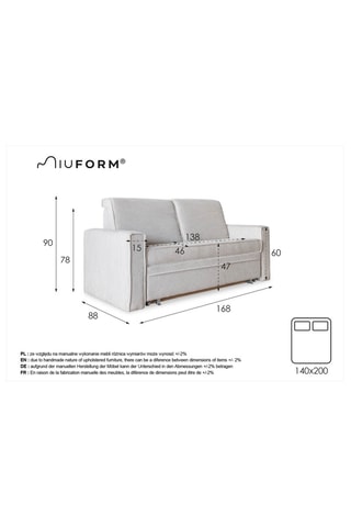 Canapé convertible Lucky Lucy - Anthracite - 3 places - En polyester