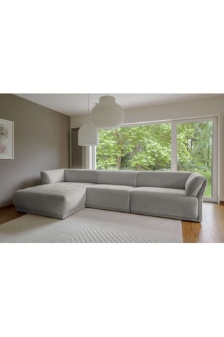 Canapé d’angle gauche modulaire Gatsby - Gris clair - 6 places - En polyester