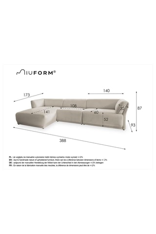 Canapé d’angle gauche modulaire Gatsby - Gris clair - 6 places - En polyester