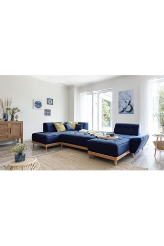 Canapé d’angle convertible Dazzing Daisy - Bleu marine - 8 places - En polyester