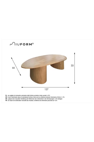 Table basse en chêne Miuf - 127 x 33 x 66 cm