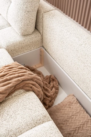 Canapé d’angle modulable convertible Lulu - Beige - 5 places - En polyester