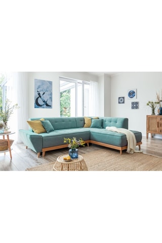 Canapé d’angle convertible Dazzing Daisy - Turquoise - 6 places - En polyester