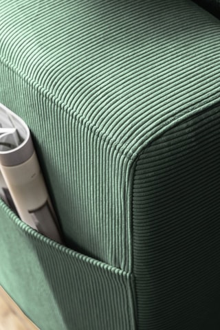 Canapé d’angle droit convertible Lofty Lilly - Vert émeraude - 5 places - En polyester toucher velours