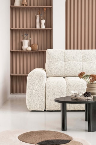 Canapé d’angle panoramique modulable convertible Lulu - Beige - 8 places - En polyester