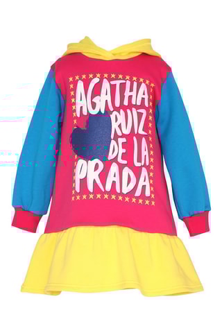 Abito con cappuccio - Blu elettrico e rosso