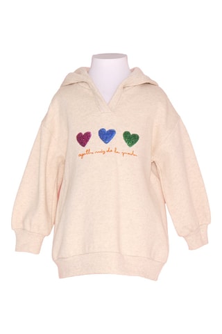 Felpa con cappuccio - Ecrù