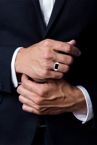 Bague - Argent et onyx