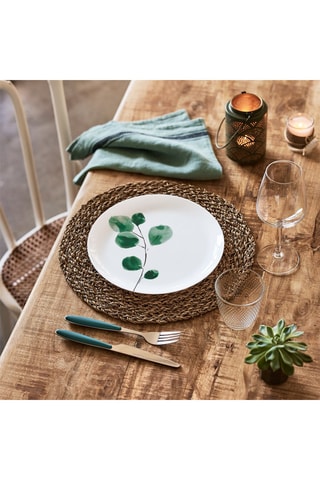 6 assiettes à dessert en verre opale Eucalyptus - 19 cm