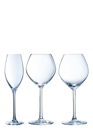 6 flûtes en cristallin Séquence - 24 cl, 6 verres à pied en cristallin Cheer Up - 47 cl et 6 verres à pied en cristallin Cheer Up - 35 cl