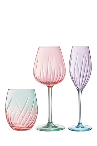 4 verres à eau en cristallin Swirly - 36 cl, 4 flûtes en cristallin Swirly - 21 cl et 4 verres à pied en cristallin Swirly - 47 cl