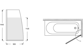 Pare-bain 1 volet droite Serenity - Chromé et transparent