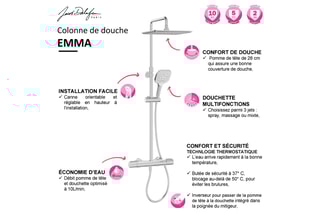 Colonne de douche Emma thermostatique - Chrome