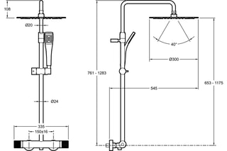 Colonne de douche thermostatique - Chrome