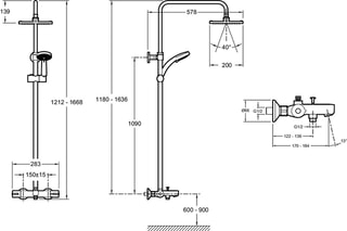 Colonne bain-douche thermostatique - Chromé