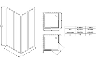 Accès d'angle coulissant Serenity - Chromé
