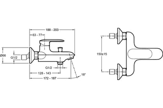 Mitigeur bain-douche mural NF Kumin Chromé