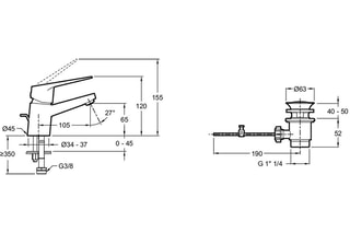 Mitigeur pour lavabo avec vidage Picpus 
Chromé