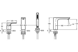 Mitigeur bain-douche 3 trous sur gorge Aleo + - Chromé