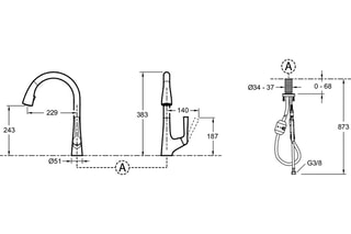 Mitigeur évier à douchette extractible Forte - Noir