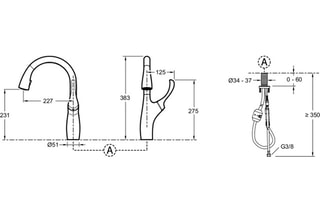 Mitigeur de cuisine à bec tube avec douchette Suzanne - Chromé brillant