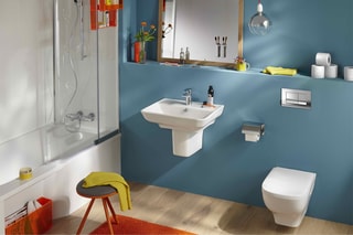 Ensemble WC suspendu sans bride en céramique Stuktura - Blanc