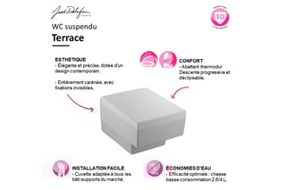 Ensemble WC suspendu sans bride Terrace en céramique - Blanc