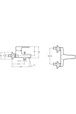 Mitigeur bain-douche mural mécanique Jully