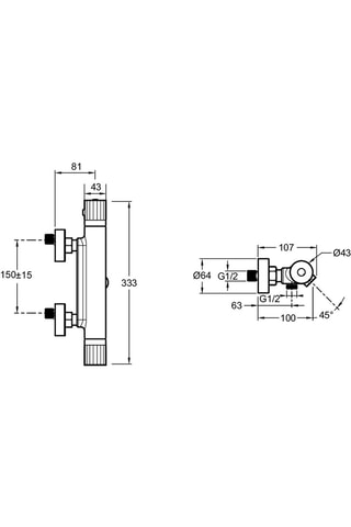 Mitigeur bain-douche thermostatique mural avec bec Oscar