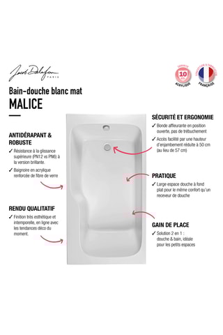 Baignoire encastrée 2-en-1 avec vidage