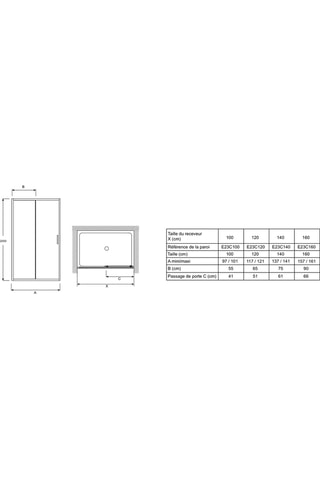 Ensemble de douche en céramique et verre trempé