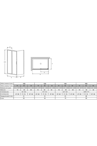 Ensemble paroi de douche d'angle en verre trempé