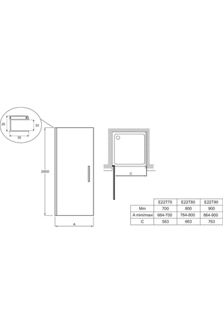 Porte de douche pivotante en verre trempé Contra