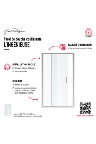 Porte de douche coulissante en verre trempé