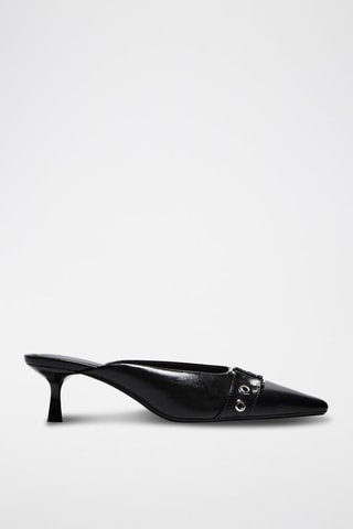 Mules à talons vernies - Noir