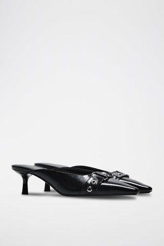 Mules à talons vernies - Noir