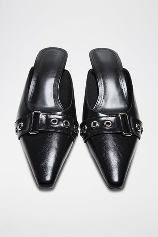 Mules à talons vernies - Noir