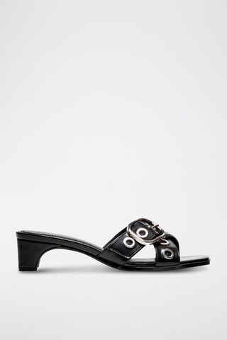 Mules à talons - Noir et argenté